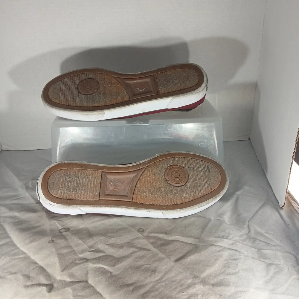Polo‎ Ralph Lauren Lander P Boat Shoes 9D Burgundy Canvas Preppy Deck Sneakers